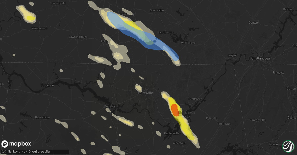 Hail map in Meridianville, AL on June 1, 2026