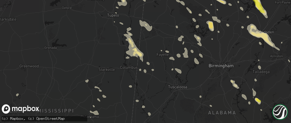 Hail map in Millport, AL on June 1, 2026