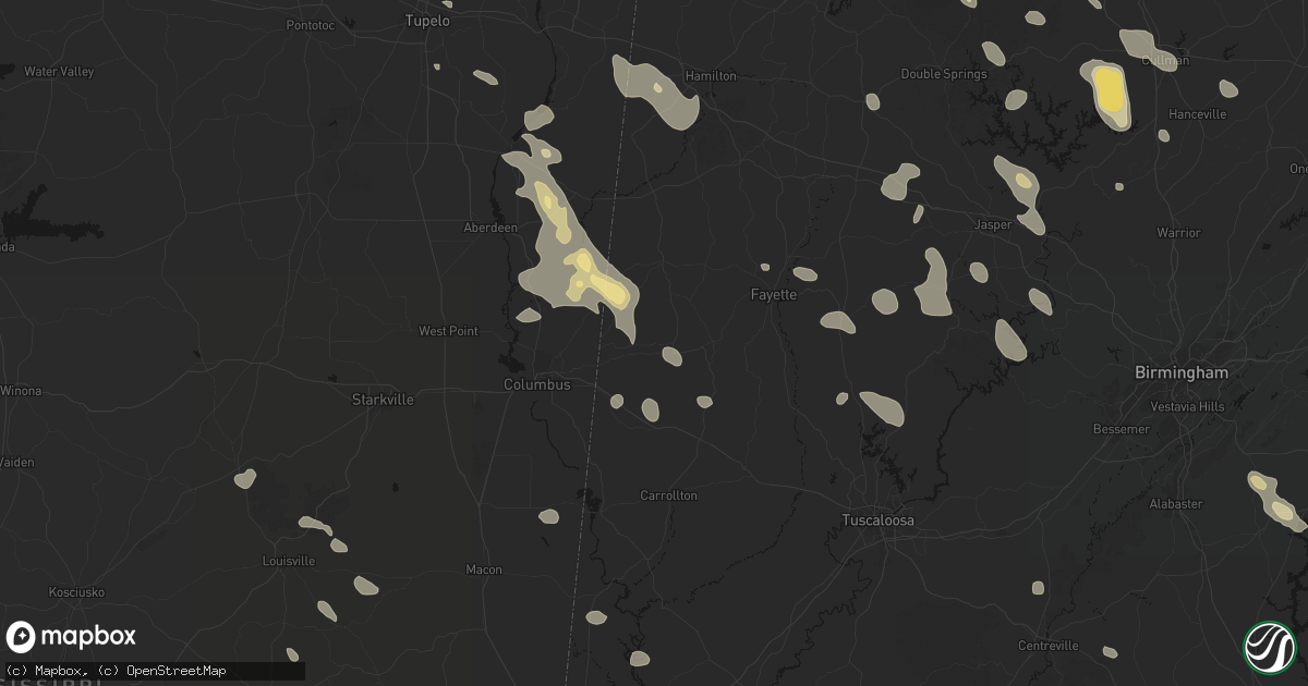 Hail map in Millport, AL on June 1, 2026