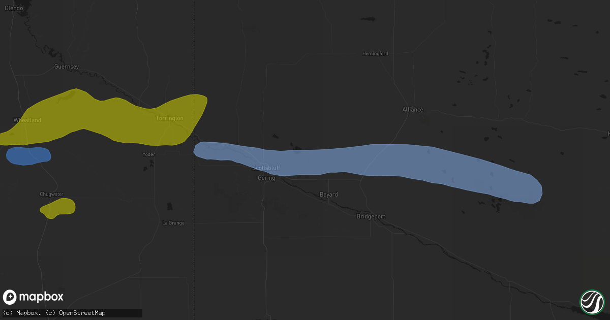 Hail map in Minatare, NE on June 1, 2026