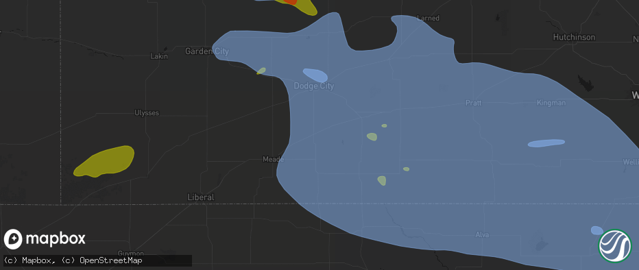 Hail map in Minneola, KS on June 1, 2026