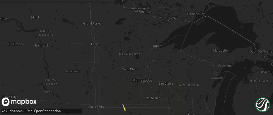 Hail map in Minnesota on June 1, 2026