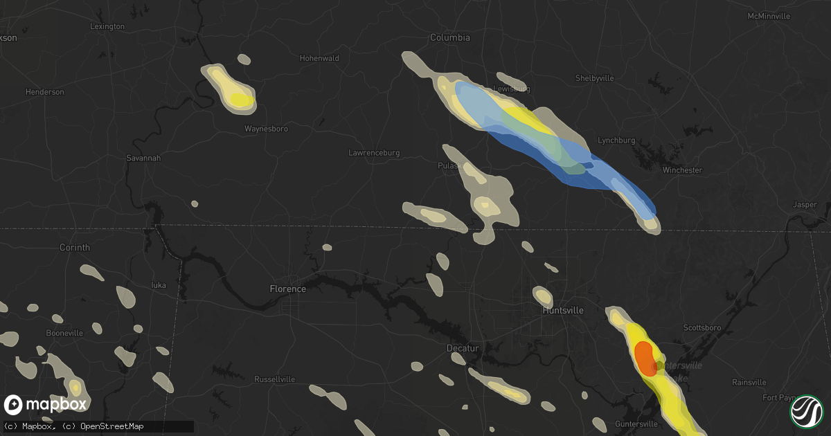 Hail map in Minor Hill, TN on June 1, 2026