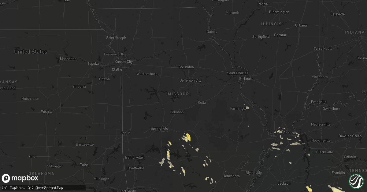 Hail map in Missouri on June 1, 2026