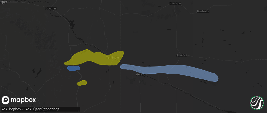 Hail map in Mitchell, NE on June 1, 2026