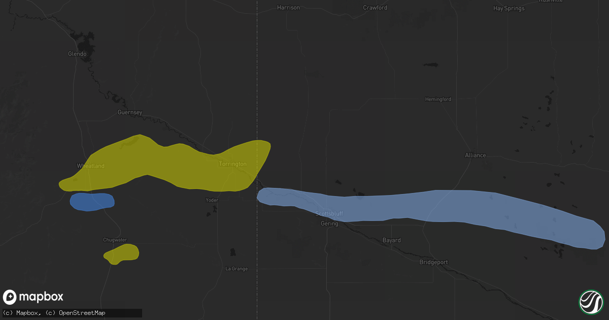 Hail map in Mitchell, NE on June 1, 2026