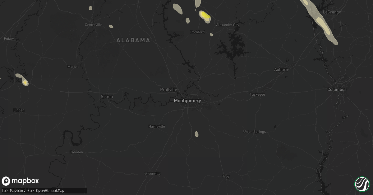 Hail map in Montgomery, AL on June 1, 2026