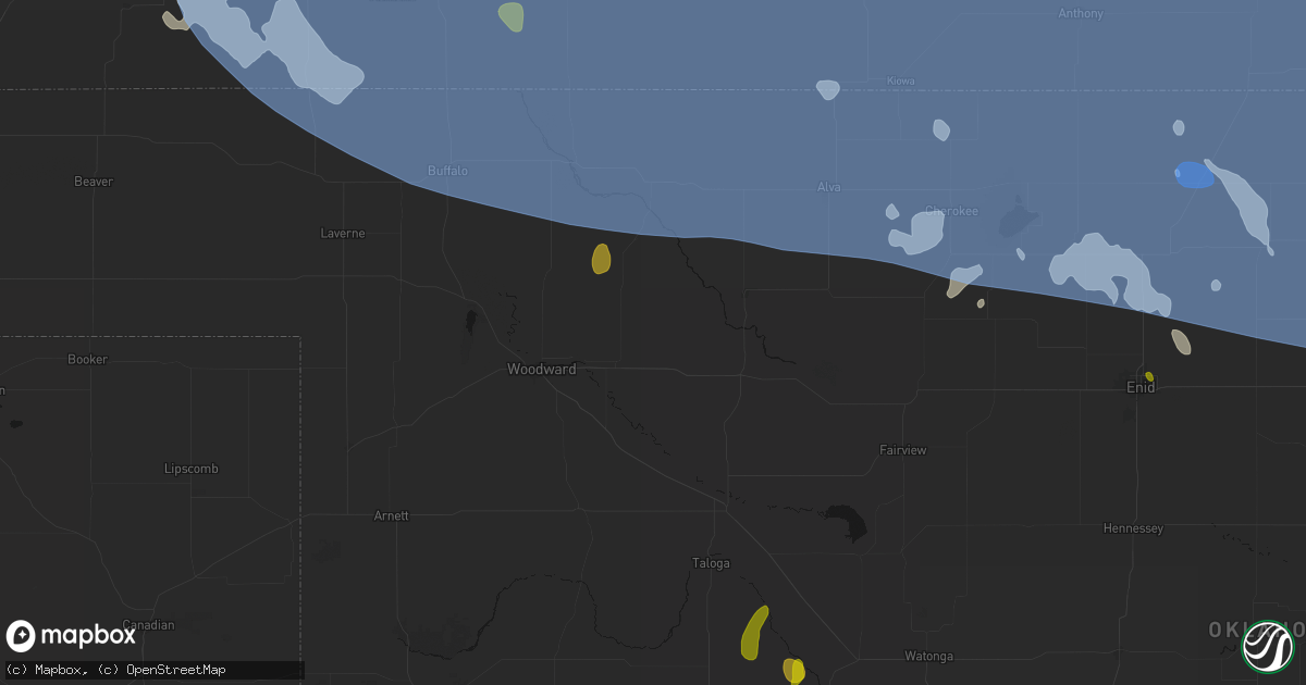 Hail map in Mooreland, OK on June 1, 2026