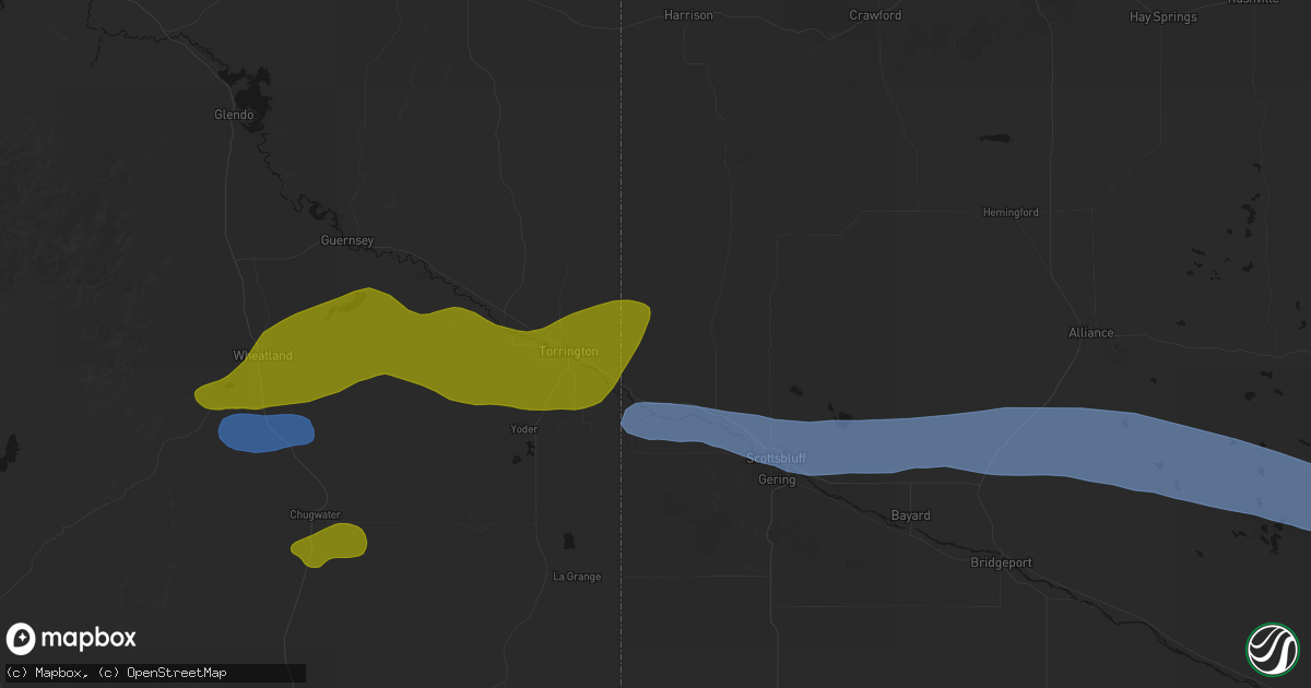 Hail map in Morrill, NE on June 1, 2026