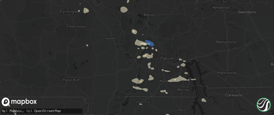 Hail map in Mound City, IL on June 1, 2026