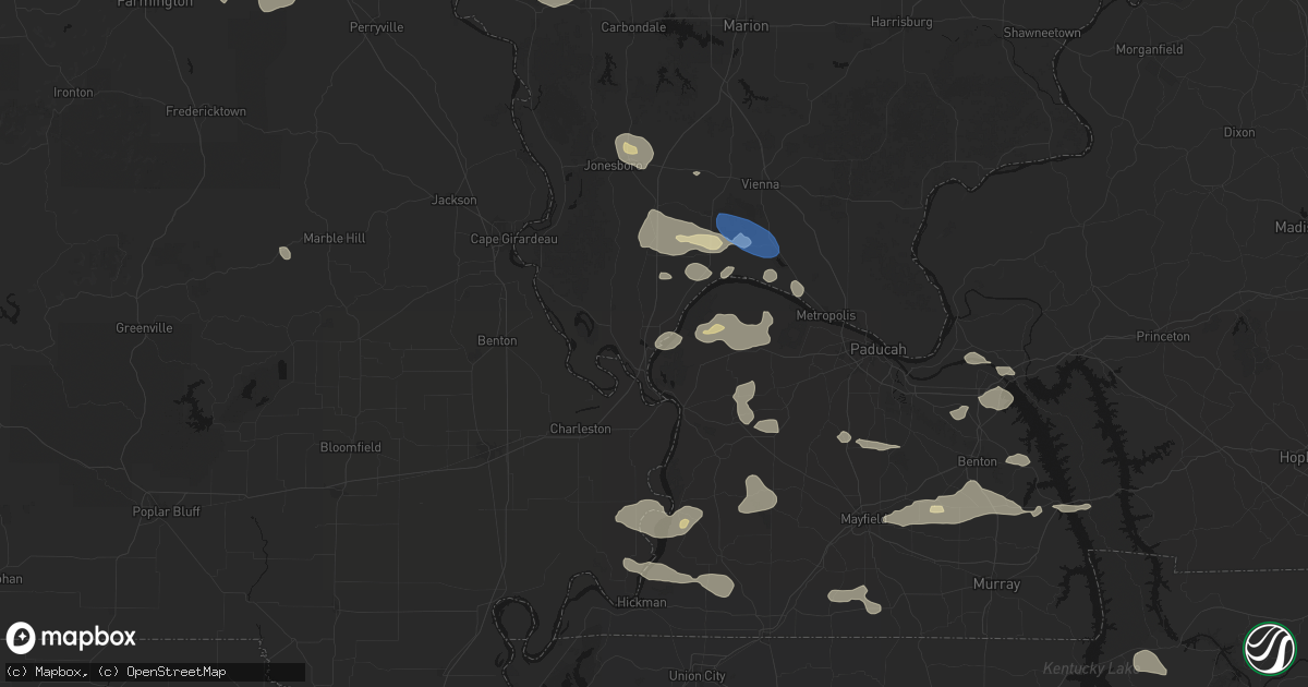 Hail map in Mound City, IL on June 1, 2026