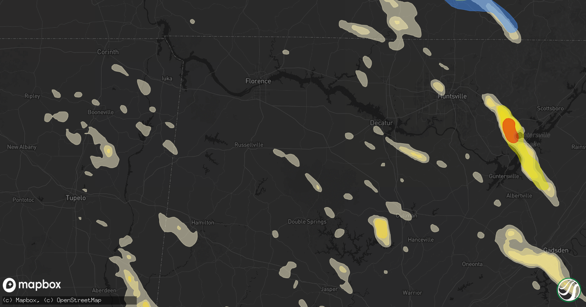 Hail map in Mount Hope, AL on June 1, 2026