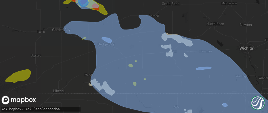 Hail map in Mullinville, KS on June 1, 2026