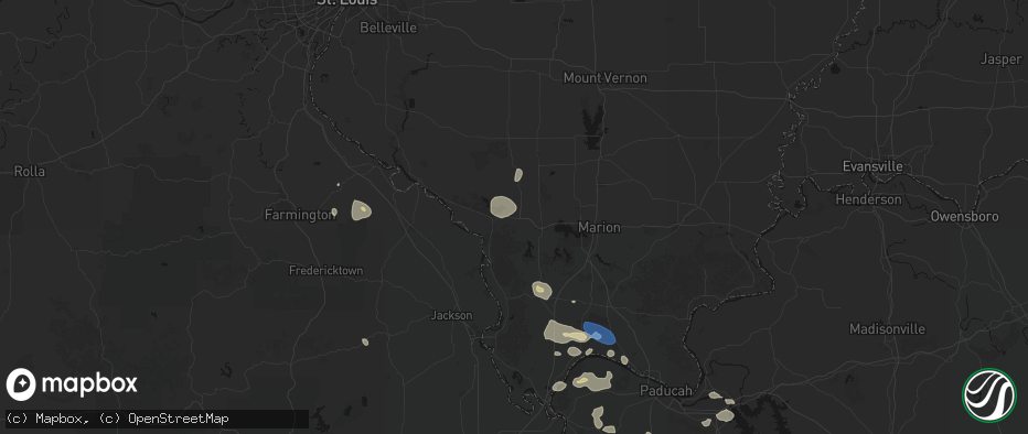 Hail map in Murphysboro, IL on June 1, 2026