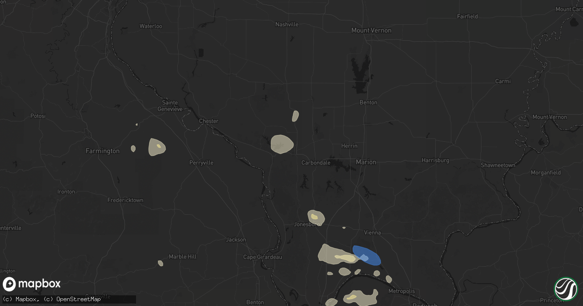 Hail map in Murphysboro, IL on June 1, 2026