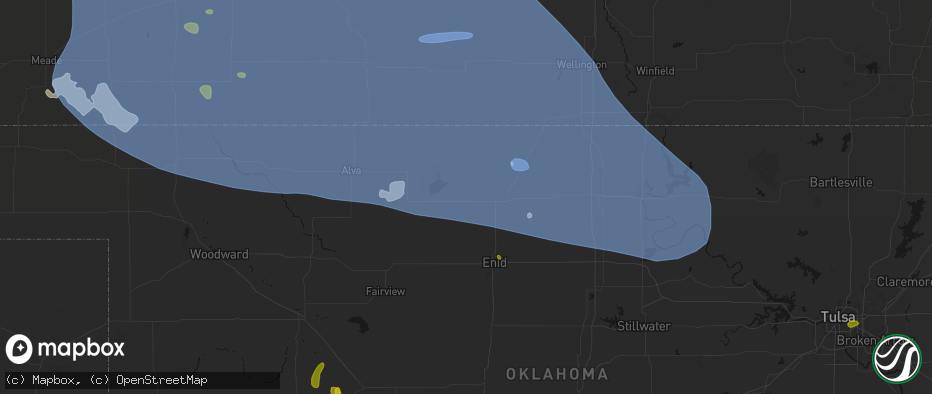 Hail map in Nash, OK on June 1, 2026