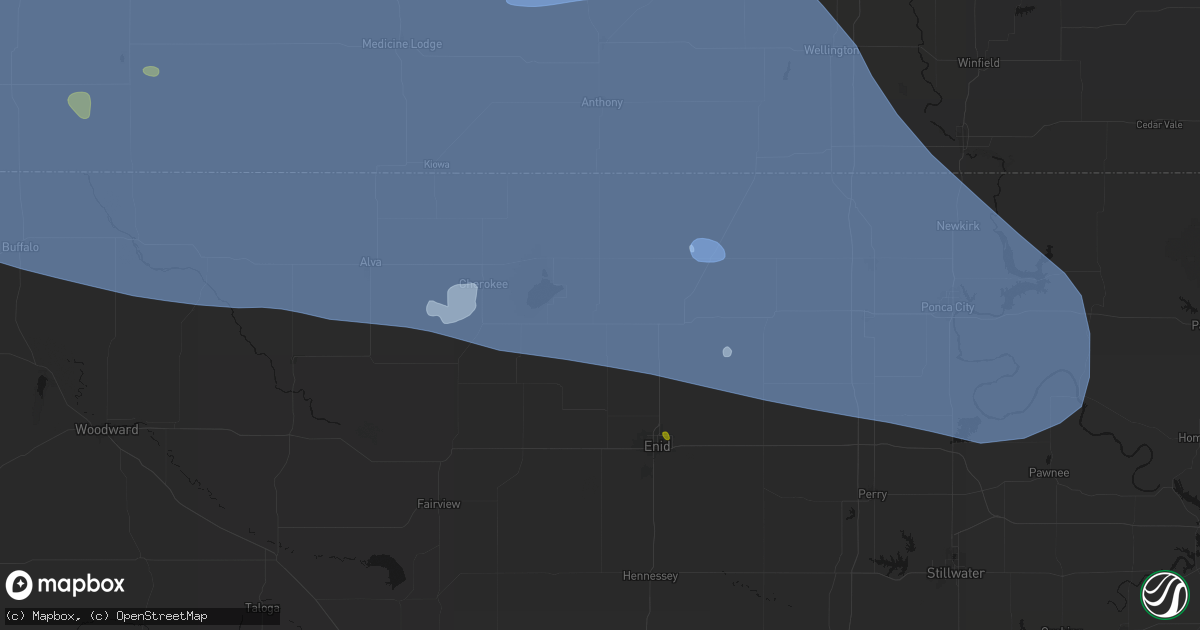 Hail map in Nash, OK on June 1, 2026