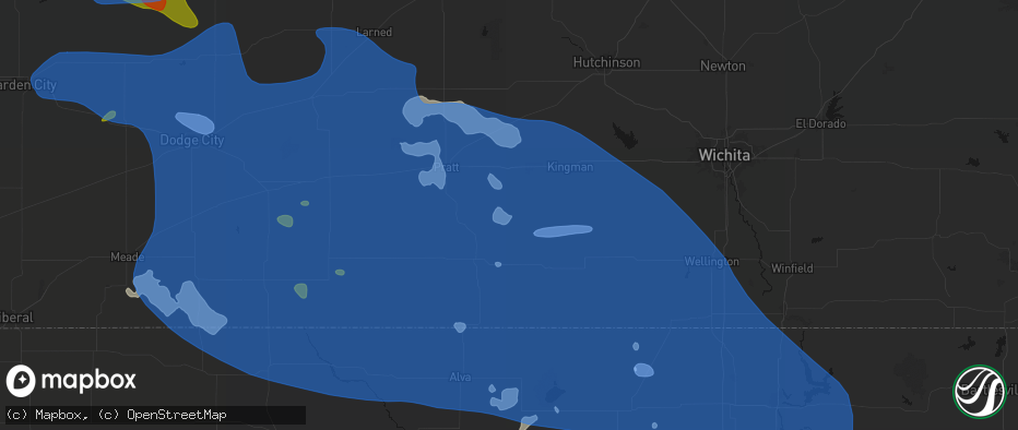 Hail map in Nashville, KS on June 1, 2026