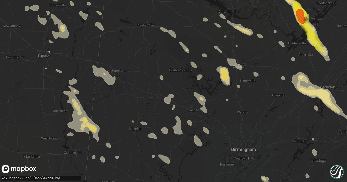 Hail map in Nauvoo, AL on June 1, 2026