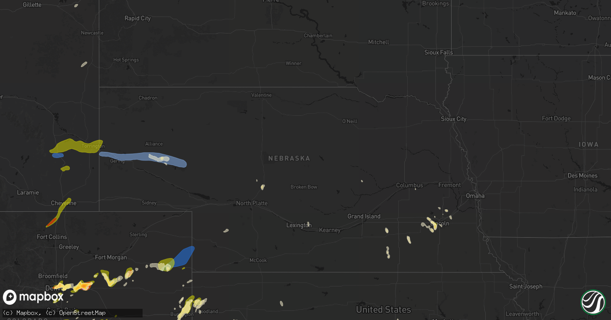 Hail map in Nebraska on June 1, 2026