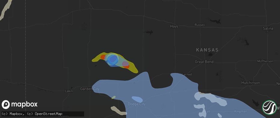 Hail map in Ness City, KS on June 1, 2026