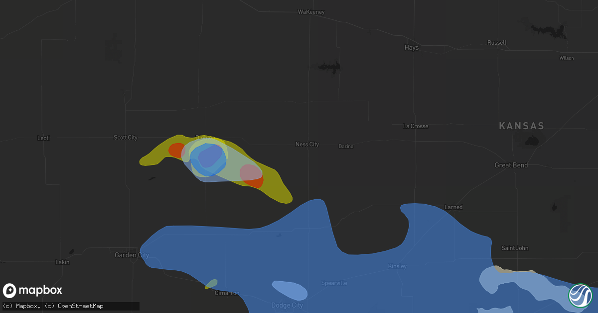 Hail map in Ness City, KS on June 1, 2026