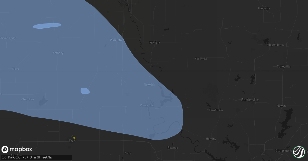 Hail map in Newkirk, OK on June 1, 2026