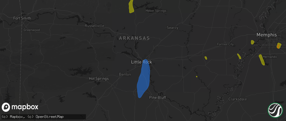 Hail map in North Little Rock, AR on June 1, 2026