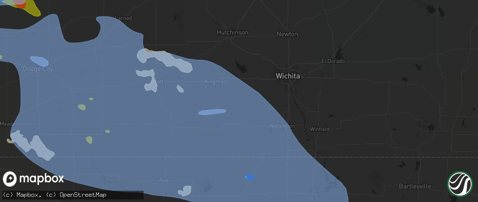 Hail map in Norwich, KS on June 1, 2026