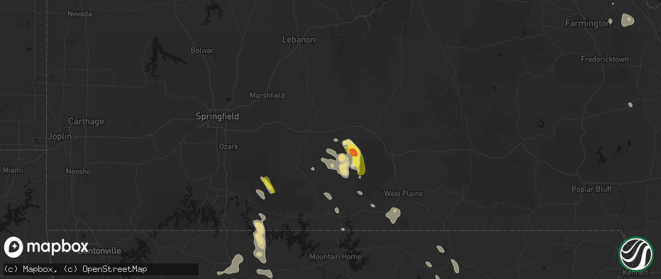 Hail map in Norwood, MO on June 1, 2026