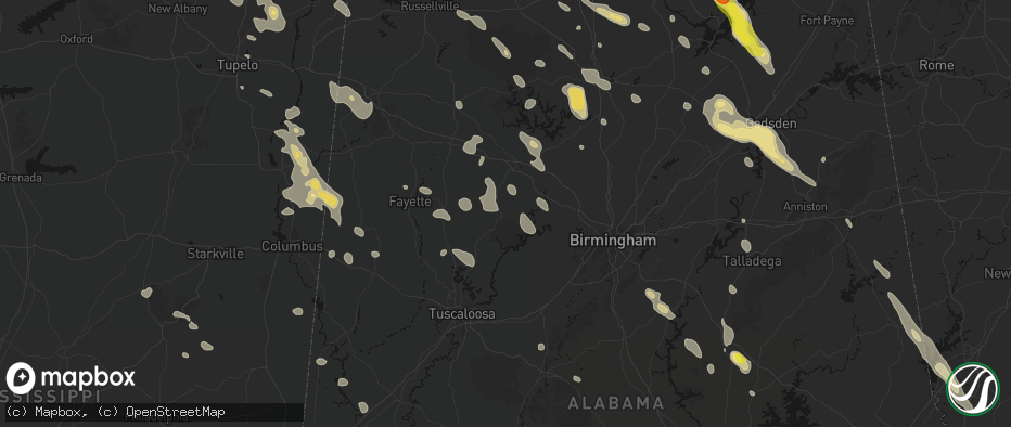 Hail map in Oakman, AL on June 1, 2026