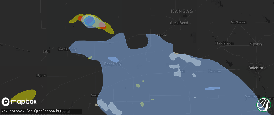 Hail map in Offerle, KS on June 1, 2026
