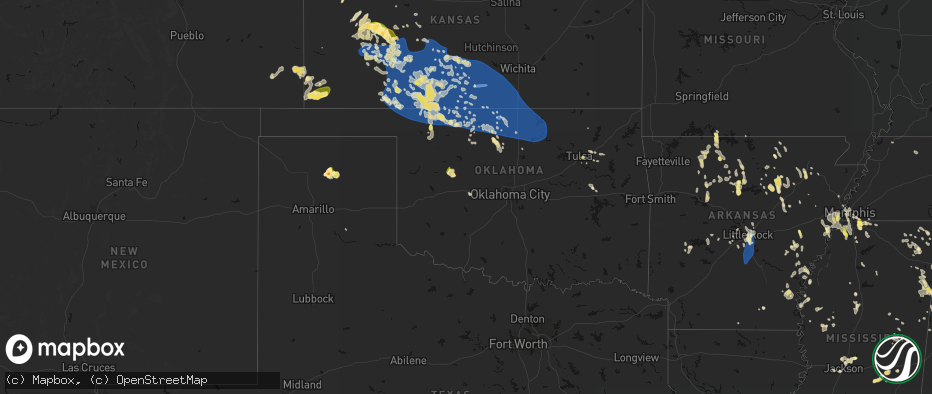Hail map in Oklahoma on June 1, 2026