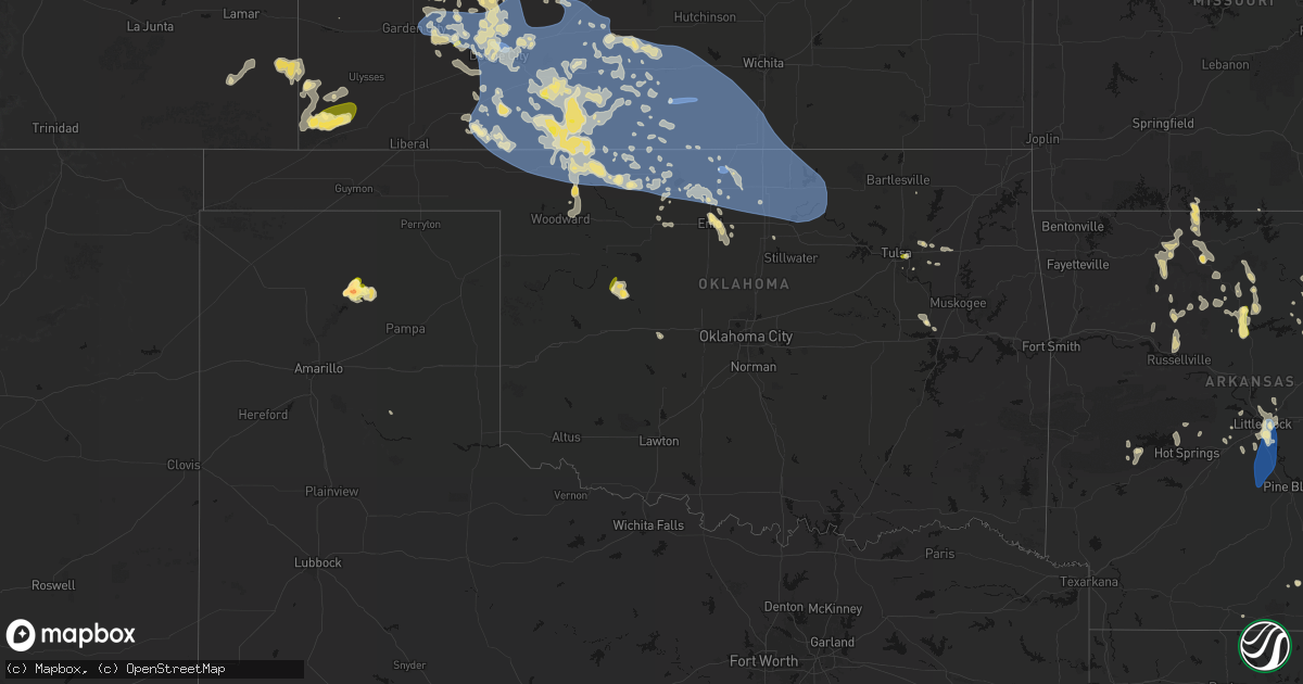 Hail map in Oklahoma on June 1, 2026
