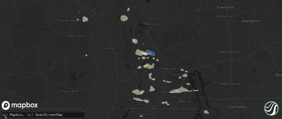 Hail map in Olmsted, IL on June 1, 2026