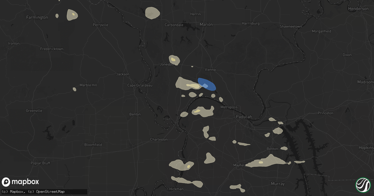Hail map in Olmsted, IL on June 1, 2026