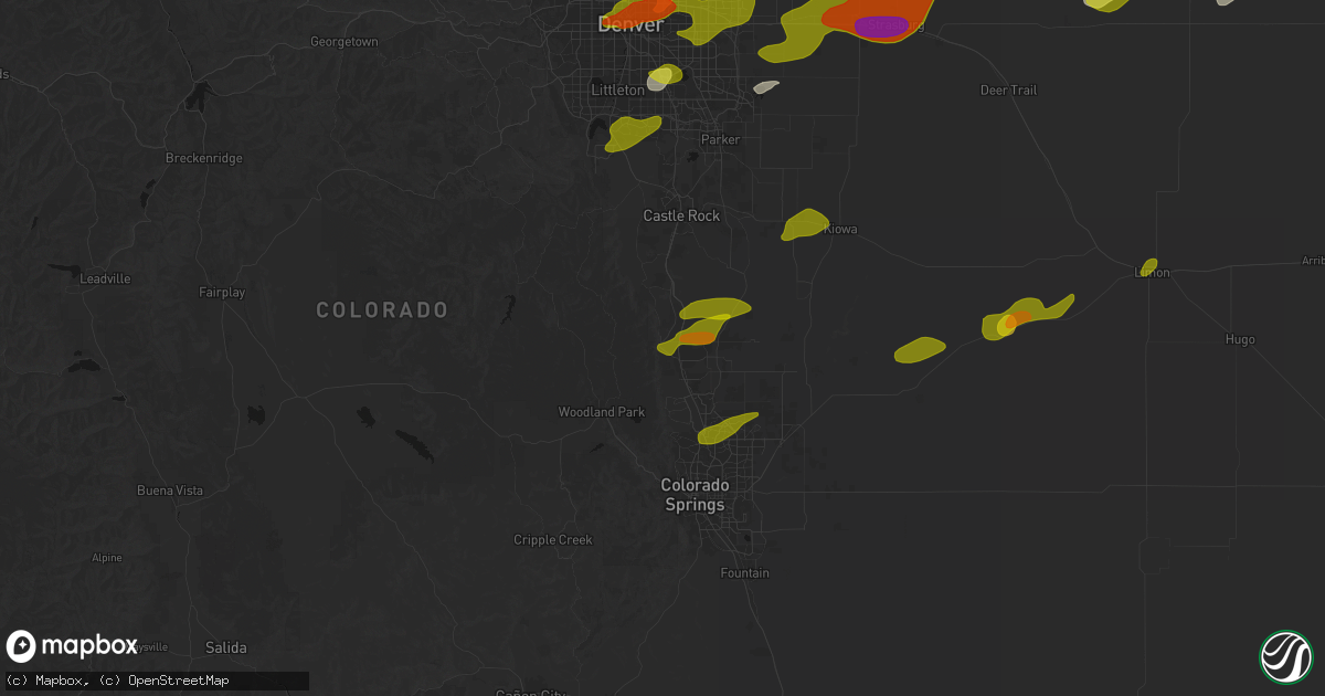 Hail map in Palmer Lake, CO on June 1, 2026