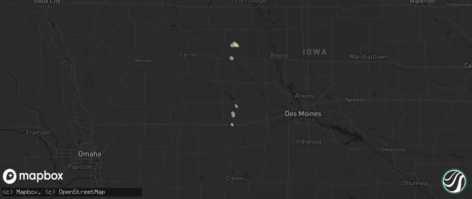 Hail map in Panora, IA on June 1, 2026