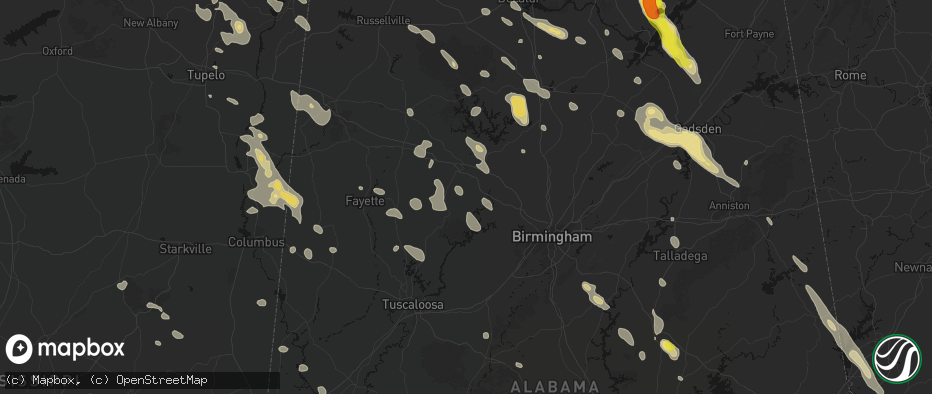 Hail map in Parrish, AL on June 1, 2026