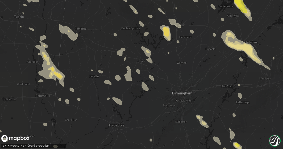 Hail map in Parrish, AL on June 1, 2026