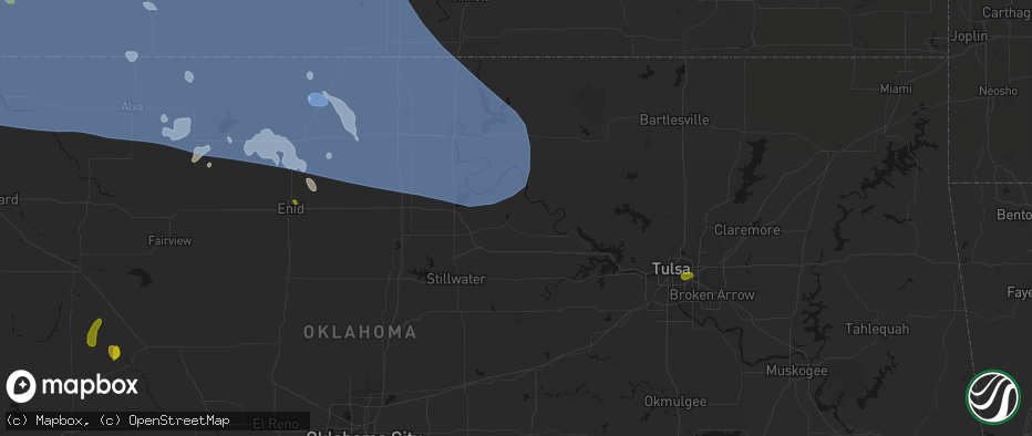 Hail map in Pawnee, OK on June 1, 2026