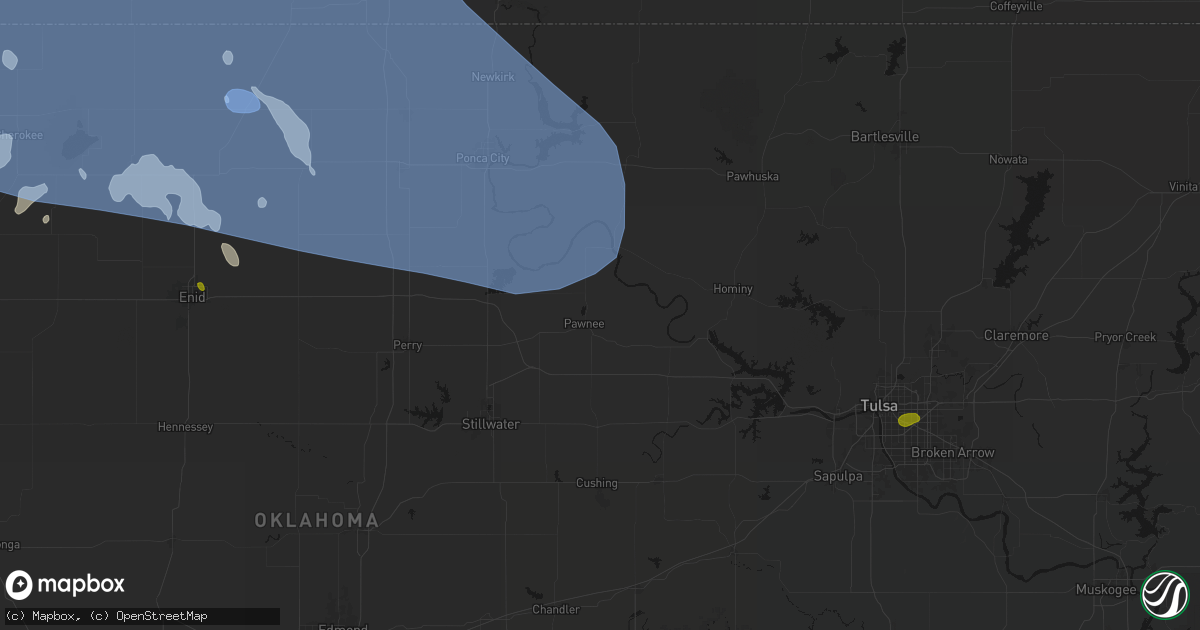 Hail map in Pawnee, OK on June 1, 2026
