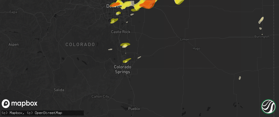 Hail map in Peyton, CO on June 1, 2026