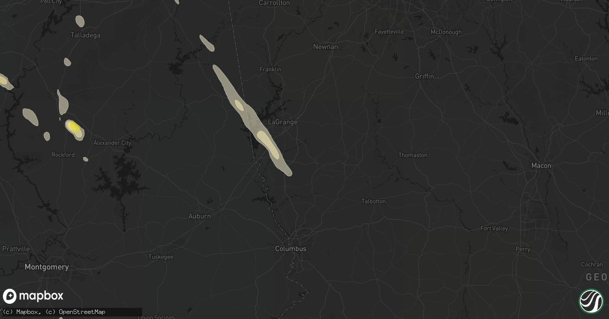 Hail map in Pine Mountain, GA on June 1, 2026