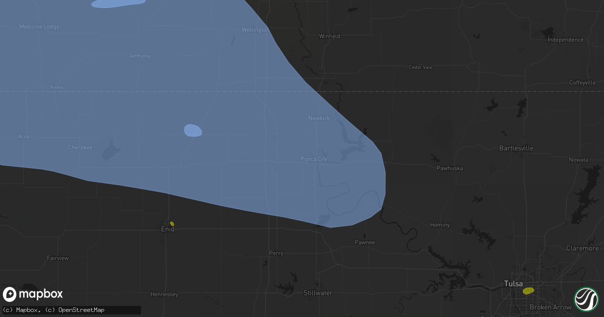 Hail map in Ponca City, OK on June 1, 2026