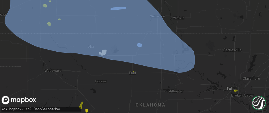 Hail map in Pond Creek, OK on June 1, 2026