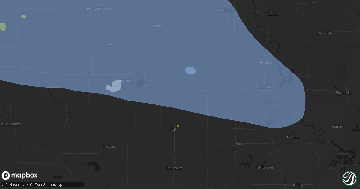Hail map in Pond Creek, OK on June 1, 2026