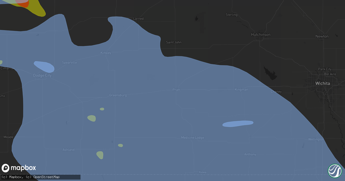 Hail map in Pratt, KS on June 1, 2026