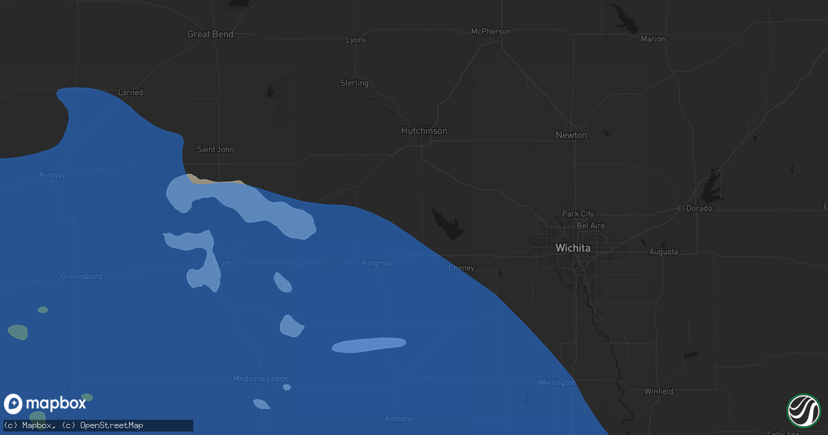 Hail map in Pretty Prairie, KS on June 1, 2026