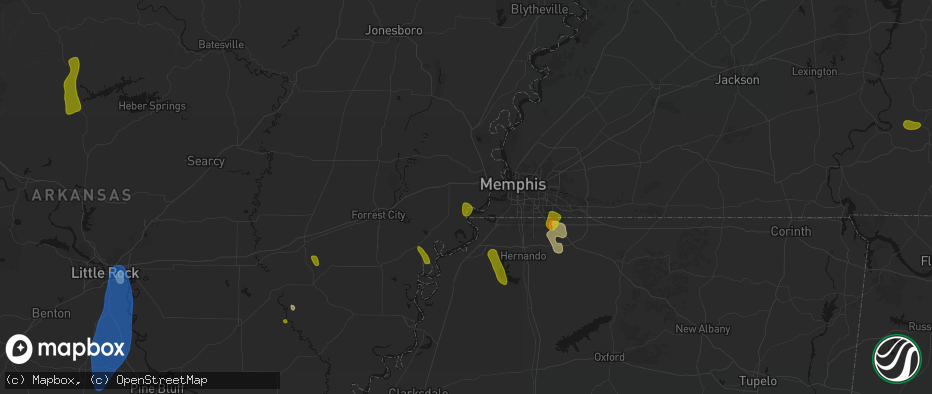 Hail map in Proctor, AR on June 1, 2026